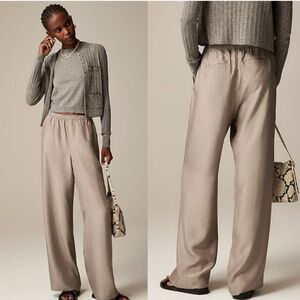 NWT J. Crew Stratus Pant (L) In Textured Satin in Spring Rain, Relaxed Wide Leg